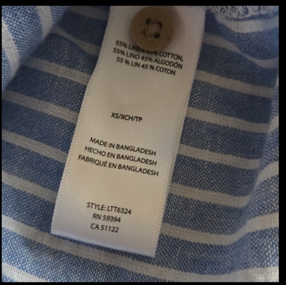 beachlunchlounge NWT Blue & White Striped Short-Sleeve Button Down Shirt - Picture 8 of 8